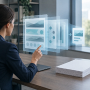 AI summaries of law firm case examples reviewed beside blank source materials